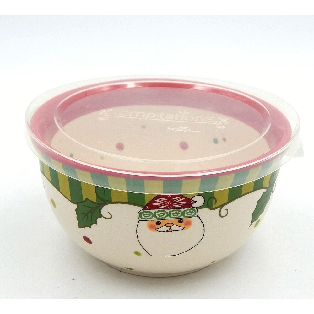 Temp-tations by Tara Winter Whimsy Small Bowl 0.5 Quart Santa Claus Christmas